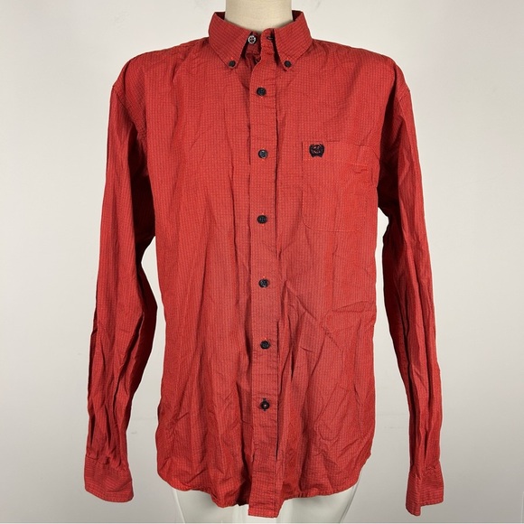 ❤️ Cinch Men's Red Button-Up Shirt XXL - Picture 3 of 10